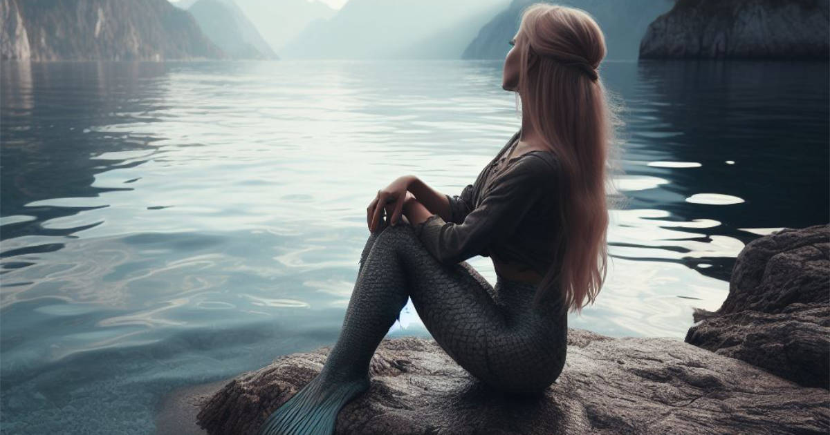 A mermaid sitting on a rock